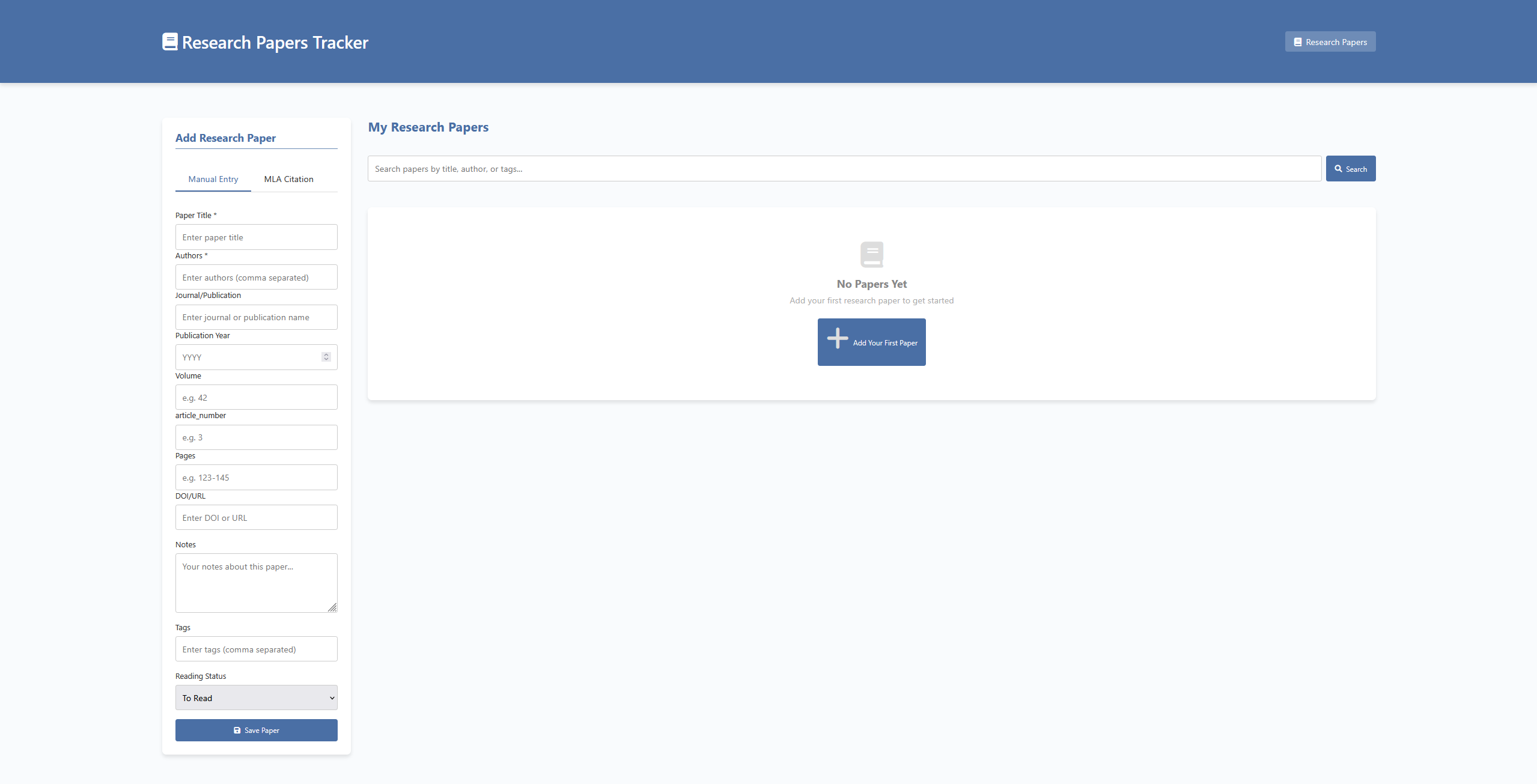 Research Tracker screenshot 1